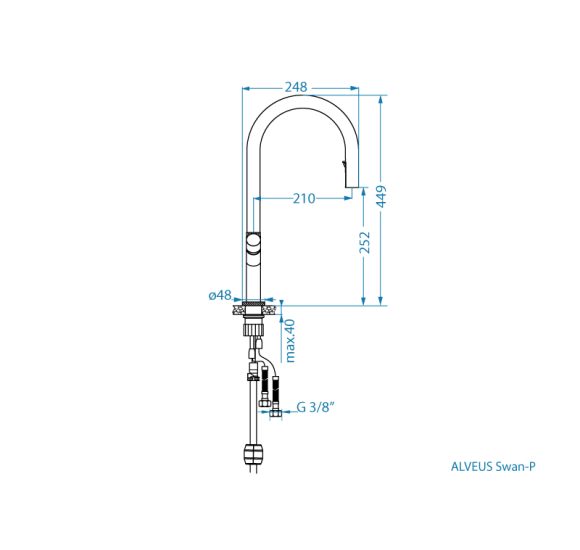 ALVEUS Swan PS Monarch maišytuvas plautuvei su ištraukiamu dušeliu