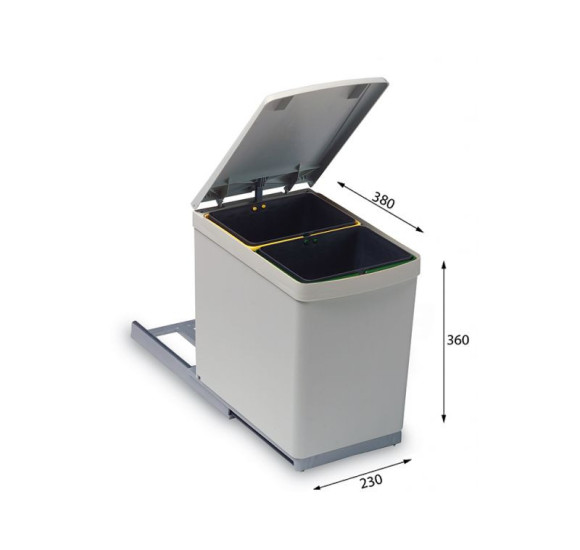 ALVEUS Albio 10, 7,5l+7,5l šiukšliadėžė, 235x380x360