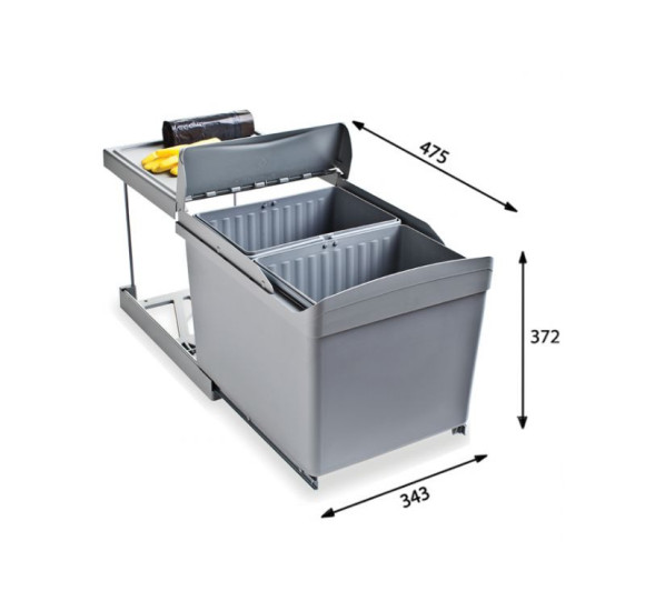 ALVEUS Albio 30 šiukšliadėžė 16l+16l, 350x475x370