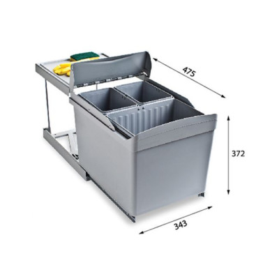 ALVEUS Albio 30 šiukšliadėžė 16l+7,5l+7,5l, 350x475x370