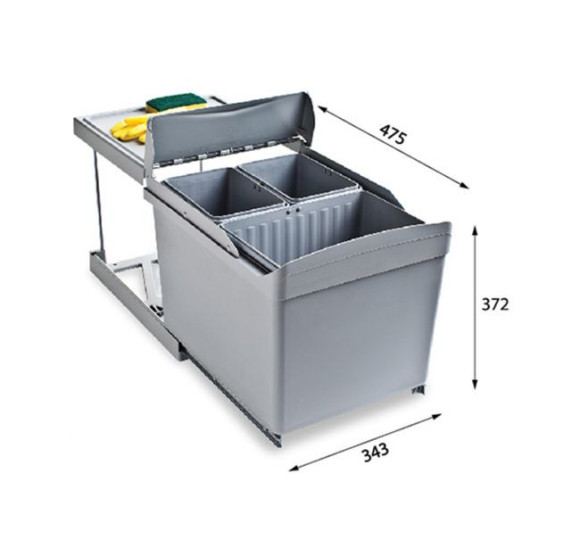 ALVEUS Albio 30 šiukšliadėžė 16l+7,5l+7,5l, 350x475x370