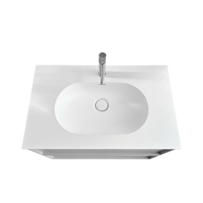 Balteco Xonyx akmens masės stalviršis (805x500mm) su integruotu praustuvu, baltas matinis