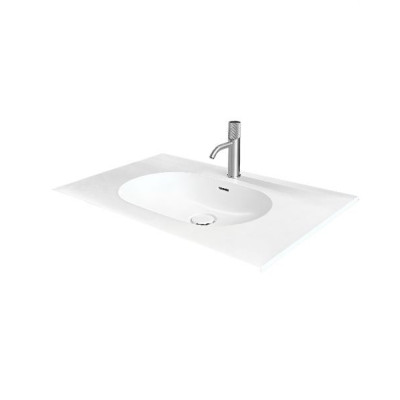 Balteco Xonyx akmens masės stalviršis (805x500mm) su integruotu praustuvu, baltas matinis