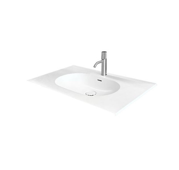 Balteco Xonyx akmens masės stalviršis (805x500mm) su integruotu praustuvu, baltas matinis