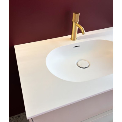 Balteco Xonyx akmens masės stalviršis (805x500mm) su integruotu praustuvu, baltas matinis