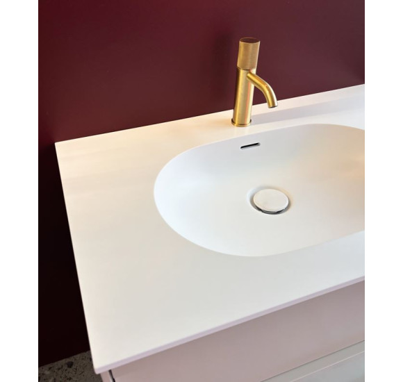 Balteco Xonyx akmens masės stalviršis (805x500mm) su integruotu praustuvu, baltas matinis