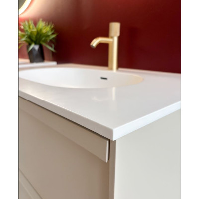 Balteco Xonyx akmens masės stalviršis (805x500mm) su integruotu praustuvu, baltas matinis