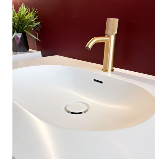 Balteco Xonyx akmens masės stalviršis (805x500mm) su integruotu praustuvu, baltas matinis