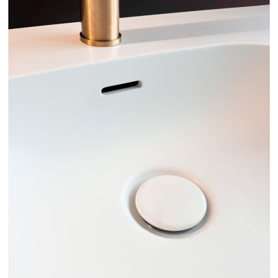 Balteco Xonyx akmens masės stalviršis (805x500mm) su integruotu praustuvu, baltas matinis