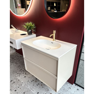 Balteco Xonyx akmens masės stalviršis (805x500mm) su integruotu praustuvu, baltas matinis