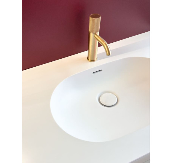 Balteco Xonyx akmens masės stalviršis (805x500mm) su integruotu praustuvu, baltas matinis