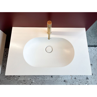 Balteco Xonyx akmens masės stalviršis (805x500mm) su integruotu praustuvu, baltas matinis