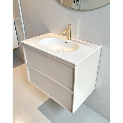 Balteco Xonyx akmens masės stalviršis (805x500mm) su integruotu praustuvu, baltas matinis