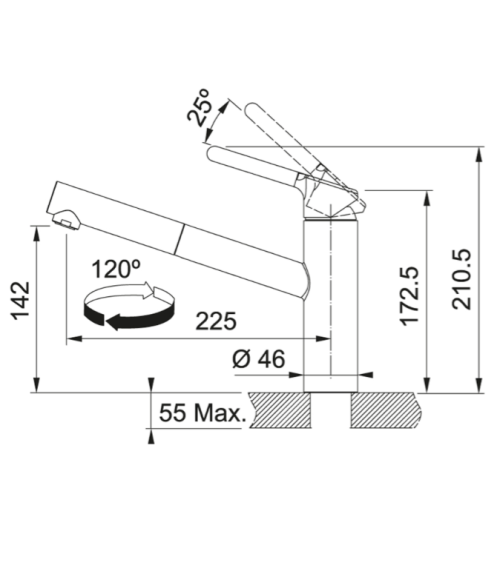 FRANKE Orbit maišytuvas plautuvei su ištraukiama žarna, pasirenkama spalva
