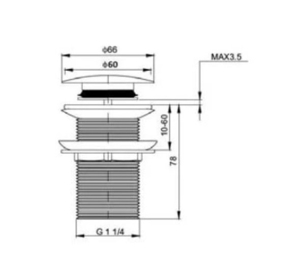 Bocchi praustuvo dugno vožtuvas click clack, praustuvui be persipylimo