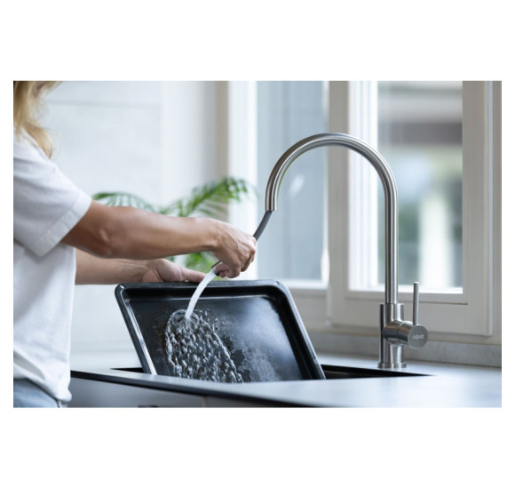 KOMPLEKTAS 3in1 - ALVEUS Kombino 50 plautuvė, AQVO maišytuvas su ištraukiamu dušeliu ir sifonas