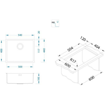 KOMPLEKTAS 3in1 - ALVEUS Kombino 50 plautuvė, AQVO maišytuvas su ištraukiamu dušeliu ir sifonas