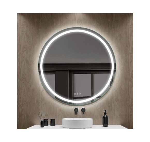 FOCCO MIA ROUND apvalus LED veidrodis, 60 cm, priekinis apšvietimas 3000-5700K, dimeriavimas, antirasojimo funkcija