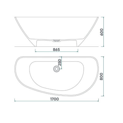 Fjordd Fjord laisvai pastatoma, asimetriška vonia 1700x800