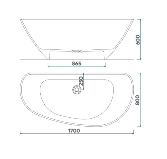 Fjordd Fjord laisvai pastatoma, asimetriška vonia 1700x800