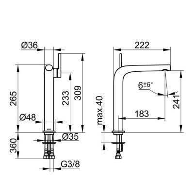 Keuco Edition 400 praustuvo maišytuvas, 240mm aukščio, be dugno vožtuvo