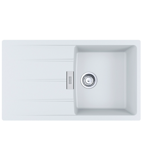 FRANKE CNG 611-86 akmens masės plautuvė, eksentrinis ventilis, nerūdijančio plieno rankenėlė ir perlaja