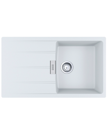 FRANKE CNG 611-86 akmens masės plautuvė, eksentrinis ventilis, nerūdijančio plieno rankenėlė ir perlaja