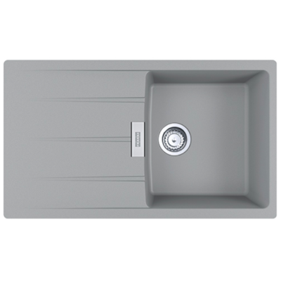 FRANKE CNG 611-86 akmens masės plautuvė, eksentrinis ventilis, nerūdijančio plieno rankenėlė ir perlaja