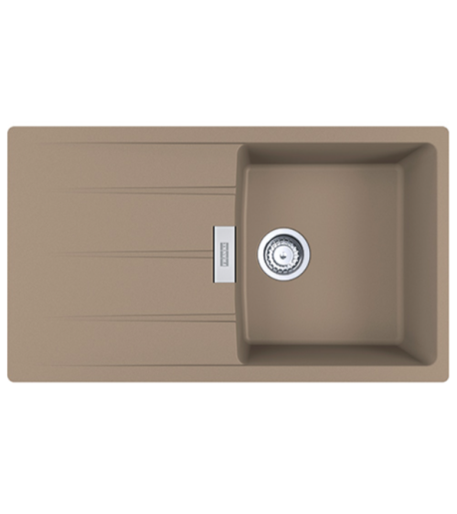 FRANKE CNG 611-86 akmens masės plautuvė, eksentrinis ventilis, nerūdijančio plieno rankenėlė ir perlaja