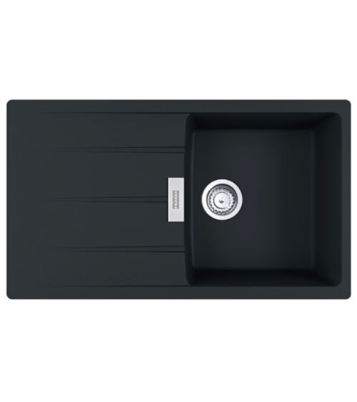 FRANKE CNG 611-86 akmens masės plautuvė, eksentrinis ventilis, nerūdijančio plieno rankenėlė ir perlaja