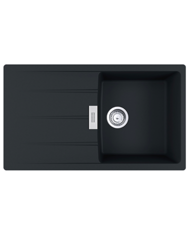 FRANKE CNG 611-86 akmens masės plautuvė, eksentrinis ventilis, nerūdijančio plieno rankenėlė ir perlaja