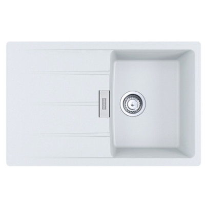 FRANKE CNG 611-78 akmens masės plautuvė, eksentrinis ventilis, nerūdijančio plieno rankenėlė ir perlaja