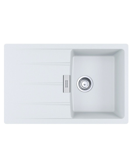 FRANKE CNG 611-78 akmens masės plautuvė, eksentrinis ventilis, nerūdijančio plieno rankenėlė ir perlaja