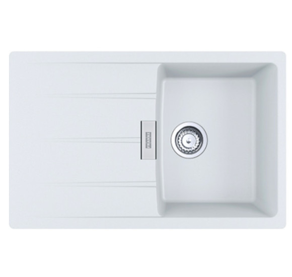 FRANKE CNG 611-78 akmens masės plautuvė, eksentrinis ventilis, nerūdijančio plieno rankenėlė ir perlaja