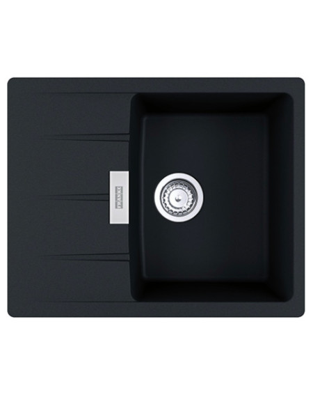 FRANKE CNG 611-62 akmens masės plautuvė, eksentrinis ventilis, nerūdijančio plieno rankenėlė ir perlaja