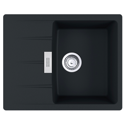 FRANKE CNG 611-62 akmens masės plautuvė, eksentrinis ventilis, nerūdijančio plieno rankenėlė ir perlaja