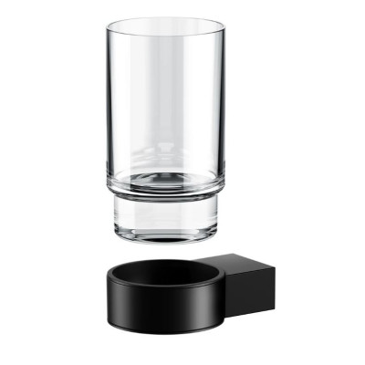 Keuco Plan vonios stiklinė su juodu matiniu laikikliu