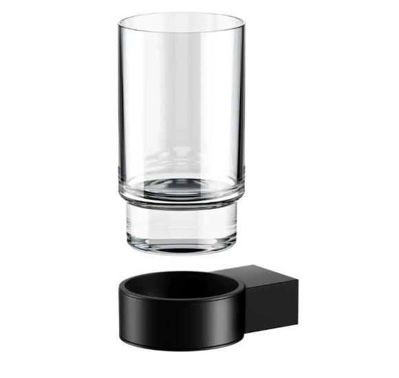 Keuco Plan vonios stiklinė su juodu matiniu laikikliu