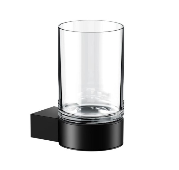 Keuco Plan vonios stiklinė su juodu matiniu laikikliu