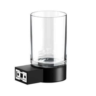 Keuco Plan vonios stiklinė su juodu matiniu laikikliu