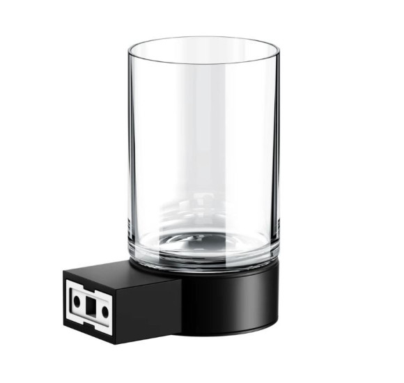 Keuco Plan vonios stiklinė su juodu matiniu laikikliu