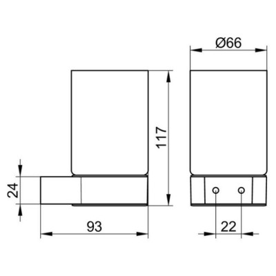 Keuco Plan vonios stiklinė su juodu matiniu laikikliu
