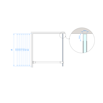 Brasta Glass dušo sienelė Dija, juodu profiliu 900x2000 mm