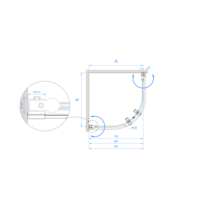 Brasta Glass Katarina pusapvalė dušo kabina, 90x90x190, pasirinkite profilių ir stiklų spalvą
