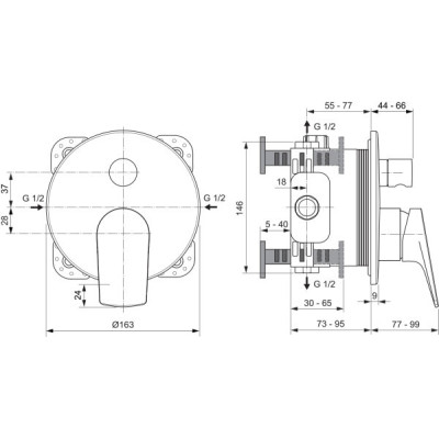IŠPARDAVIMAS. Ideal Standard La Dolce Vita potinkinis maišytuvas, 2 krypčių