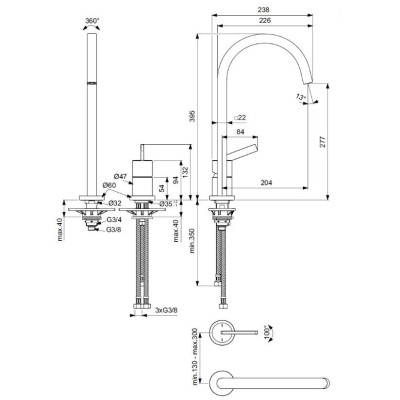 IŠPARDAVIMAS. Ideal Standard Gusto virtuvės maišytuvas, 2 dalių, vario spalva