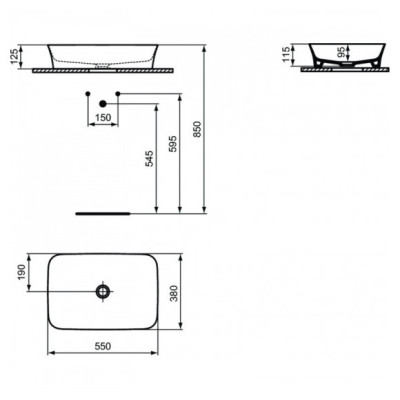 IŠPARDAVIMAS. Ideal Standard Ypalyss pastatomas, stačiakampis praustuvas, kašmyro spalva, 55x38cm