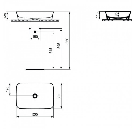 IŠPARDAVIMAS. Ideal Standard Ypalyss pastatomas, stačiakampis praustuvas, kašmyro spalva, 55x38cm