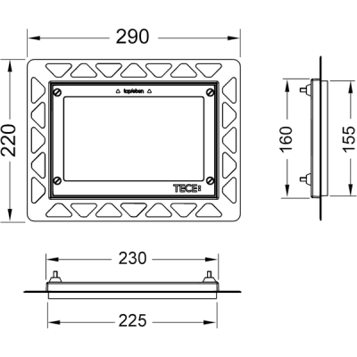 TECE rėmelis integruotam WC nuleidimo mygtuko montavimui (metalinis)