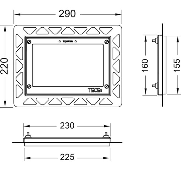 TECE rėmelis integruotam WC nuleidimo mygtuko montavimui (metalinis)